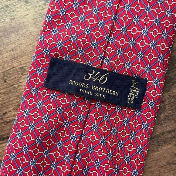 Brooks Brothers 346 Red Silk Necktie Vintage USA Made Horsebit Equestrian Tie - Picture 7 of 8